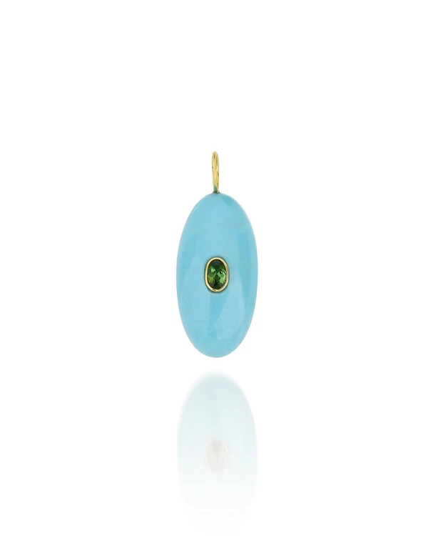 Pingente Turquesa e Turmalina Verde | Ouro Amarelo 18K