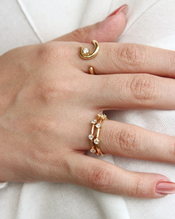 Anel Quatro Diamantes | Ouro Amarelo 18K