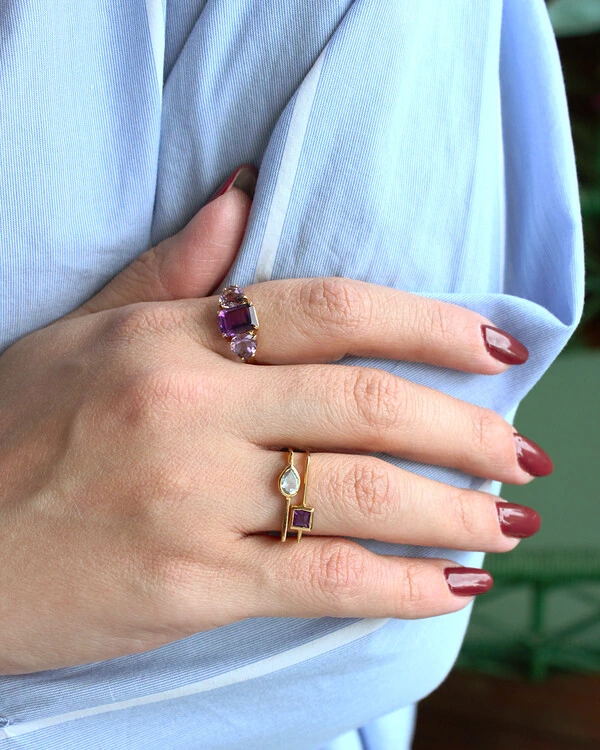 Anel Gota Topázio Sky | Ouro Amarelo 18k