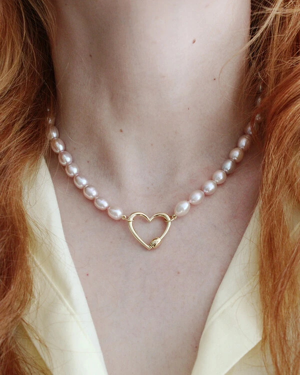 Colar Pérola Rosa Sem Fecho | Ouro Amarelo 18k