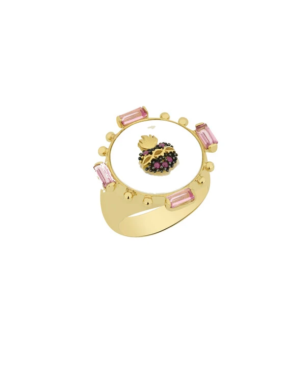 Anel Dedinho Madrepérola Sagrado Coração | Ouro Amarelo 18K