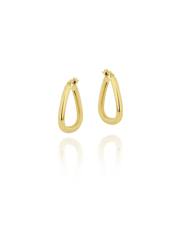 Brinco Argola Triangular Arredonda Menor | Ouro Amarelo 18K