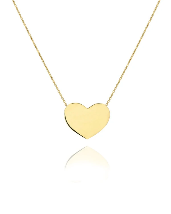 Colar Placa Coração | Ouro Amarelo 18K