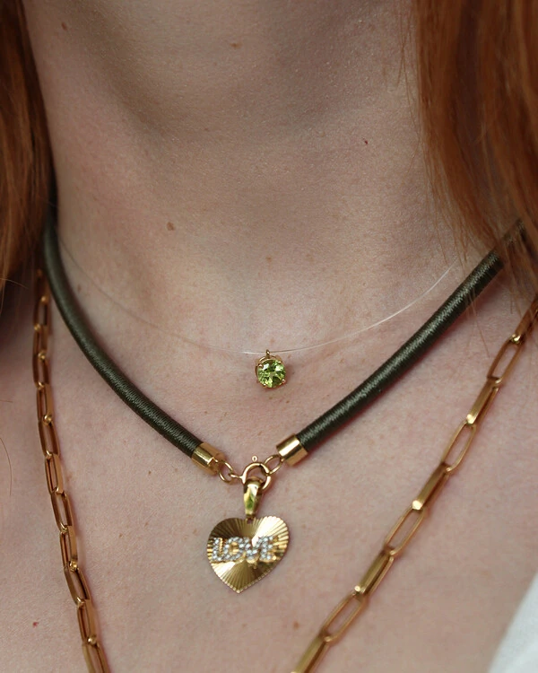 Colar Nylon Peridoto 5mm | Ouro Amarelo 18K