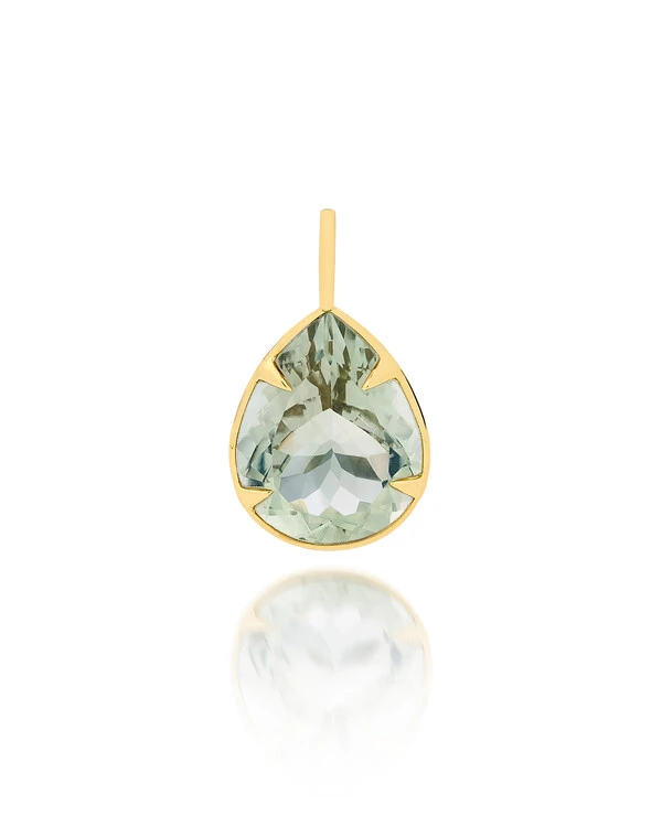 Pingente Gota Ametista Verde | Ouro Amarelo 18k