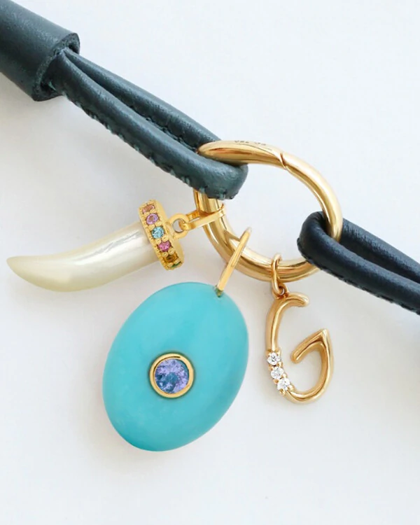 Pingente Oval Turquesa e Tanzanita