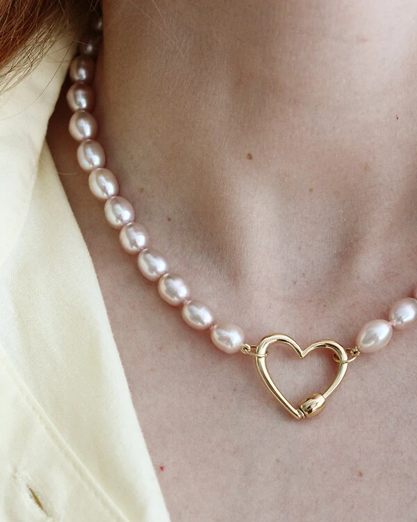 Colar Pérola Rosa Sem Fecho | Ouro Amarelo 18k