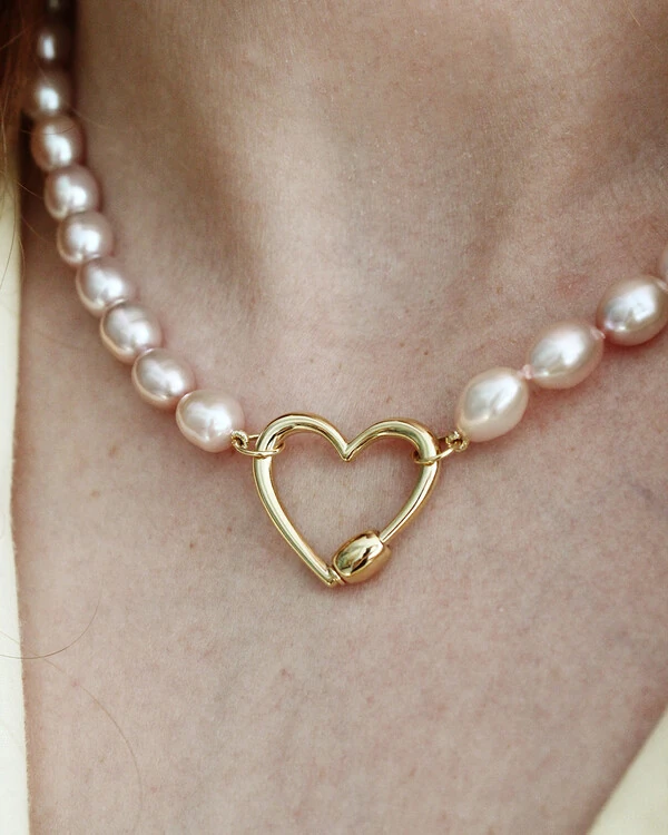 Colar Pérola Rosa Sem Fecho | Ouro Amarelo 18k