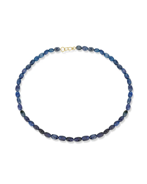 Colar Safira Azul Oval | Ouro Amarelo 18k