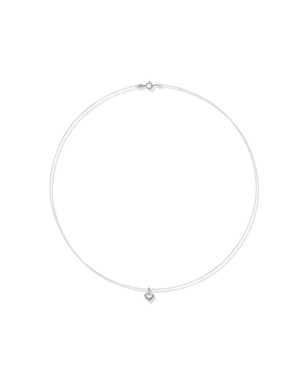 Colar Nylon Topázio Branco | Ouro Branco 18K