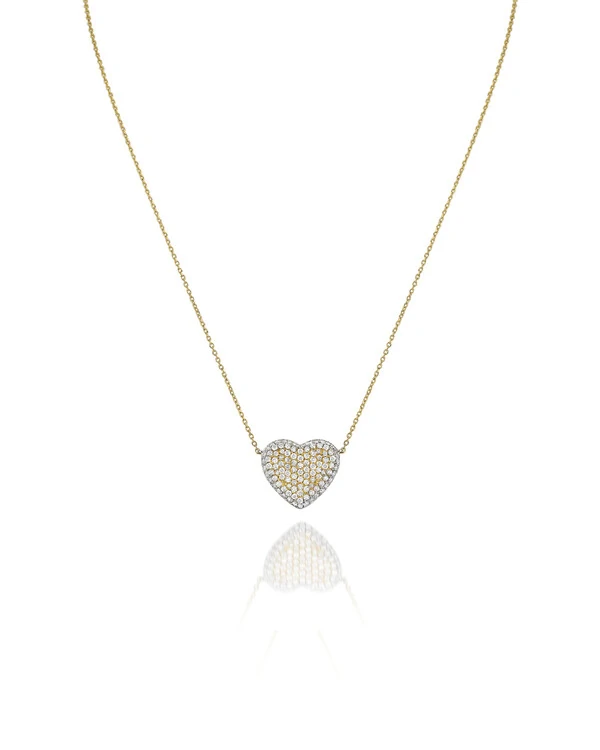 Colar Pavê Coração Diamante | Ouro Amarelo 18k