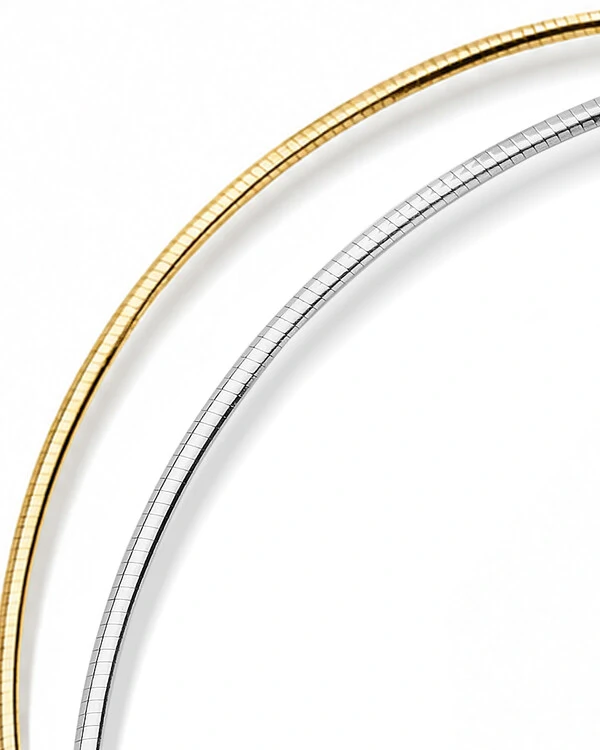 Colar Ômega Dupla Face | Ouro Amarelo 18k e Ouro Branco 18k