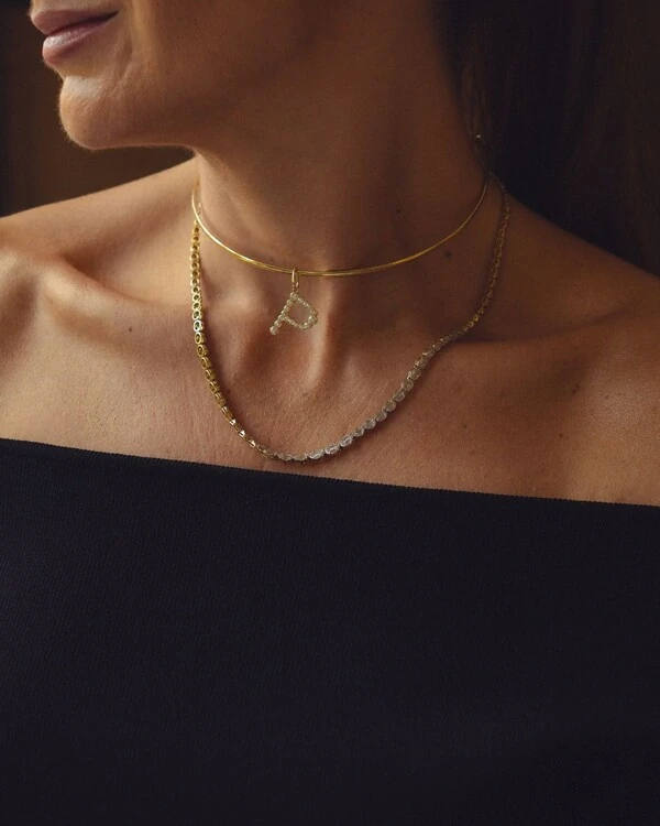 Pingente Duet Letra Diamante | Ouro Amarelo 18k