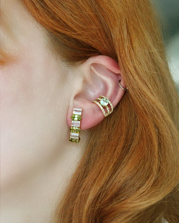 Brinco Ear Hook Peridoto e Topázio
