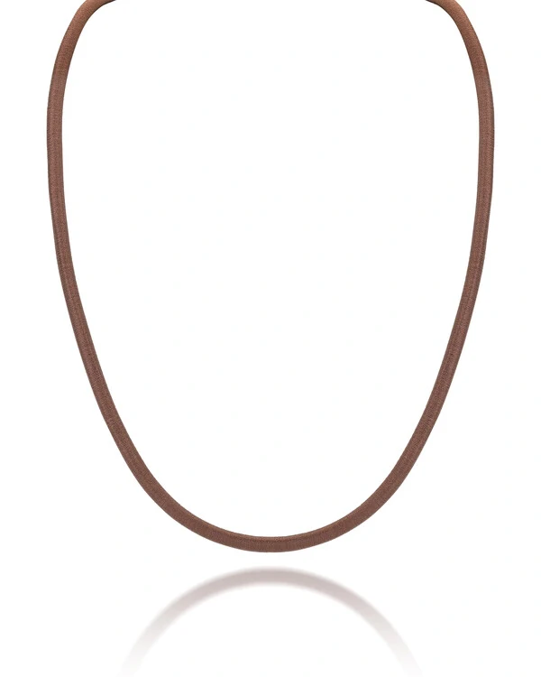Colar Fio Seda Grosso Marrom | Ouro Amarelo 18k