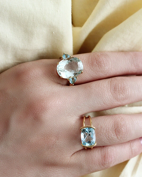 Anel Topázio Azul | Ouro Amarelo 18k