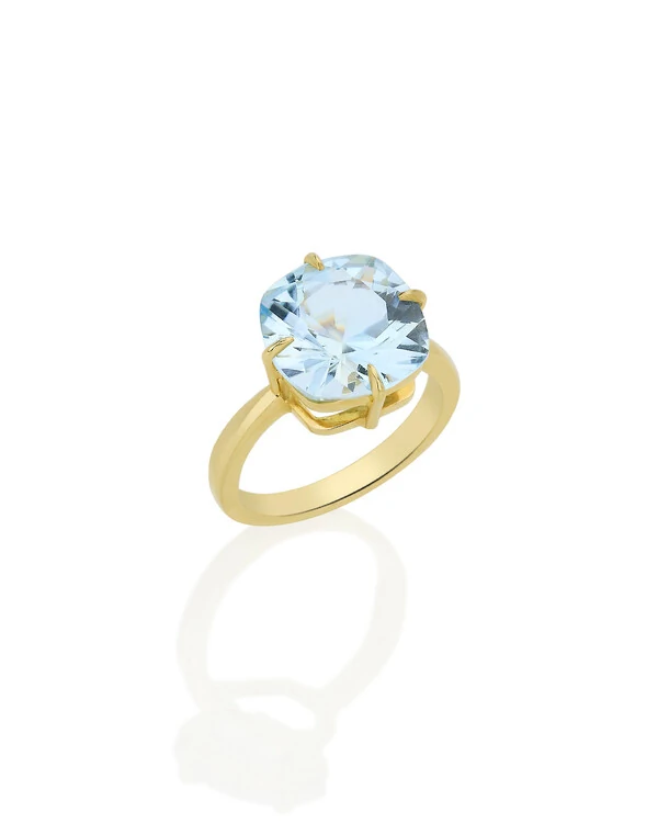 Anel Topázio Azul | Ouro Amarelo 18k
