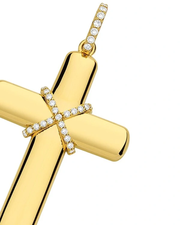 Pingente Cruz com Diamantes | Ouro Amarelo 18k