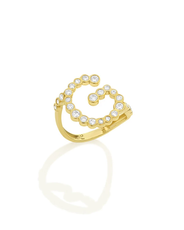 Anel Duet Letra Diamante | Ouro Amarelo 18k