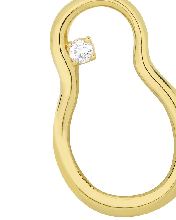 Brinco Curvo Vazado Diamante | Ouro Amarelo 18K