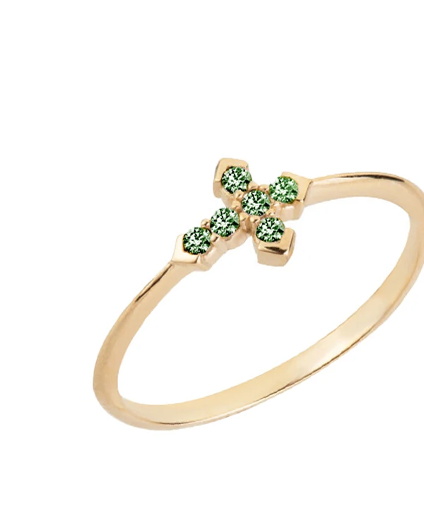 Anel Cruz Tsavorita | Ouro Amarelo 18K