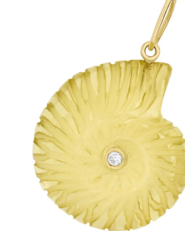 Pingente Concha Caracol Citrino | Ouro Amarelo 18k