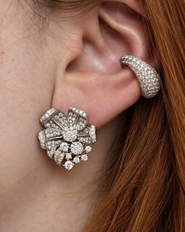 Piercing Pavê Gota Diamante | Ouro Branco 18k