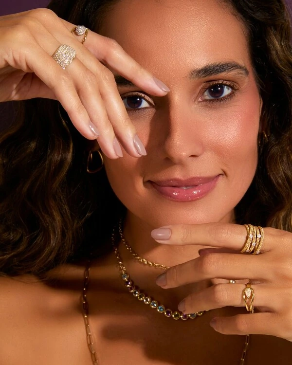 Anel Vazado Diamante Pavê | Ouro Amarelo 18K