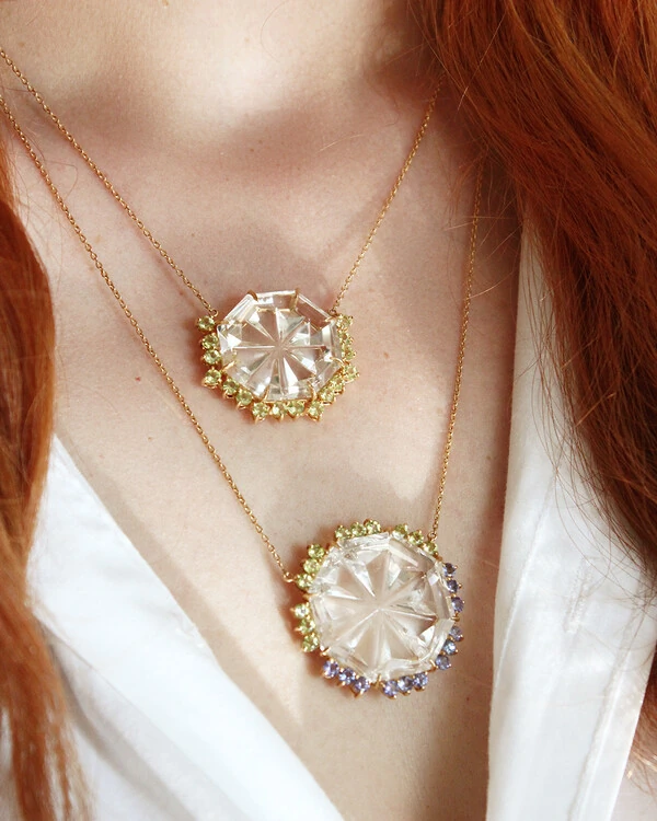 Colar Cristal e Peridoto