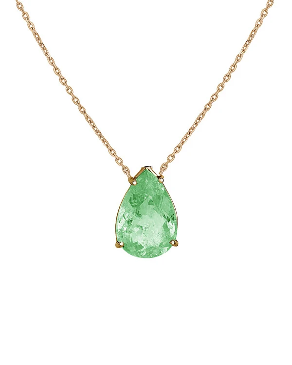 Colar Gota Esmeralda | Ouro Amarelo 18k