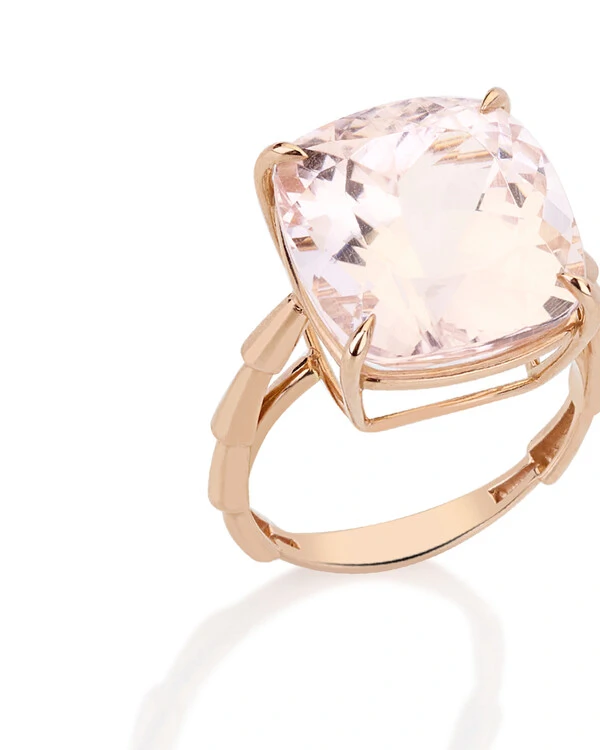 Anel Taquinho Morganita | Ouro Rosé 18k