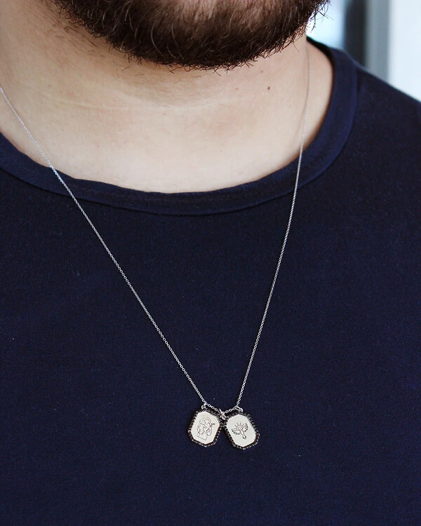 Escapulário Santo Antônio Espinélio | Ouro Branco 18K