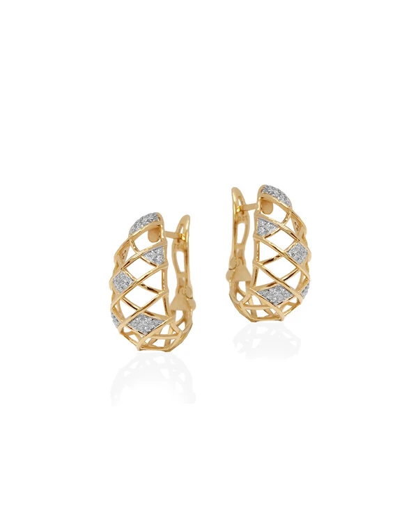 Brinco Argola Rede Diamante | Ouro Amarelo 18k