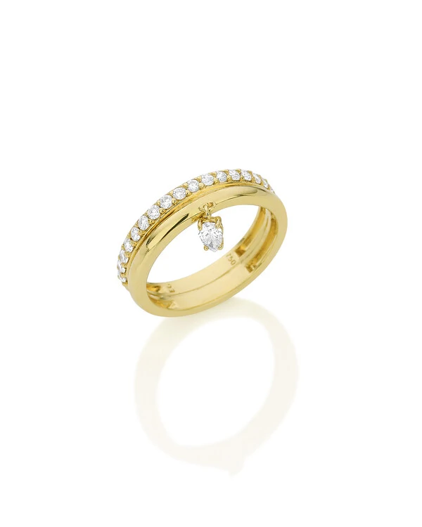 Anel Voyage Liso Gota Diamante | Ouro Amarelo 18k