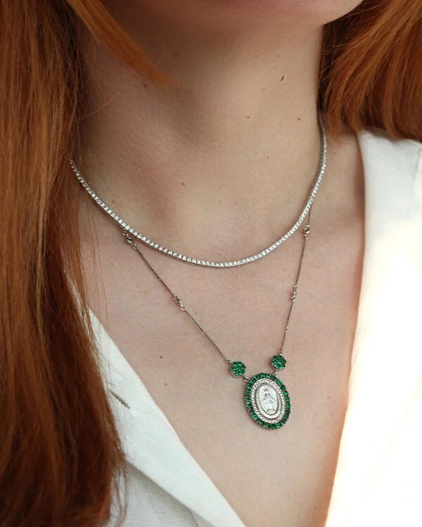 Medalha N. Sra das Graças Esmeralda e Diamante Grande