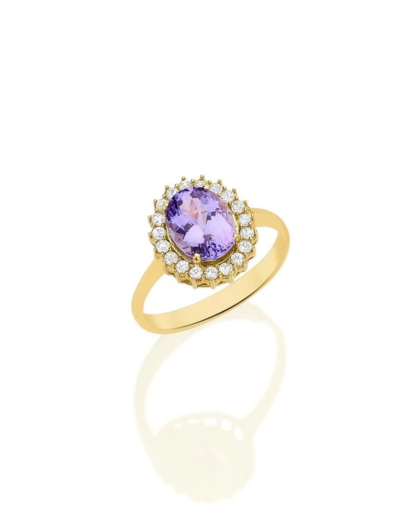 Anel Tanzanita e Safira | Ouro Amarelo 18k