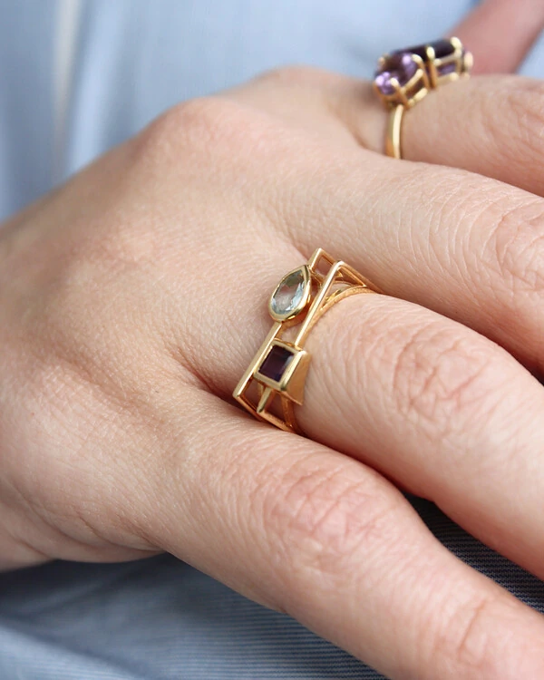 Anel Gota Topázio Sky | Ouro Amarelo 18k