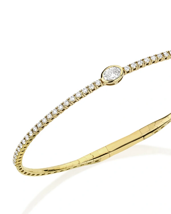 Pulseira Algema Diamante Oval | Ouro Amarelo 18K
