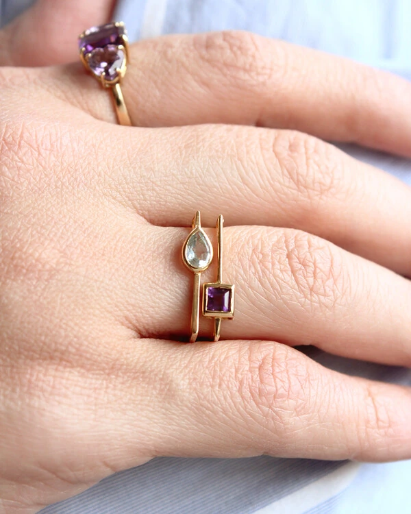 Anel Gota Topázio Sky | Ouro Amarelo 18k