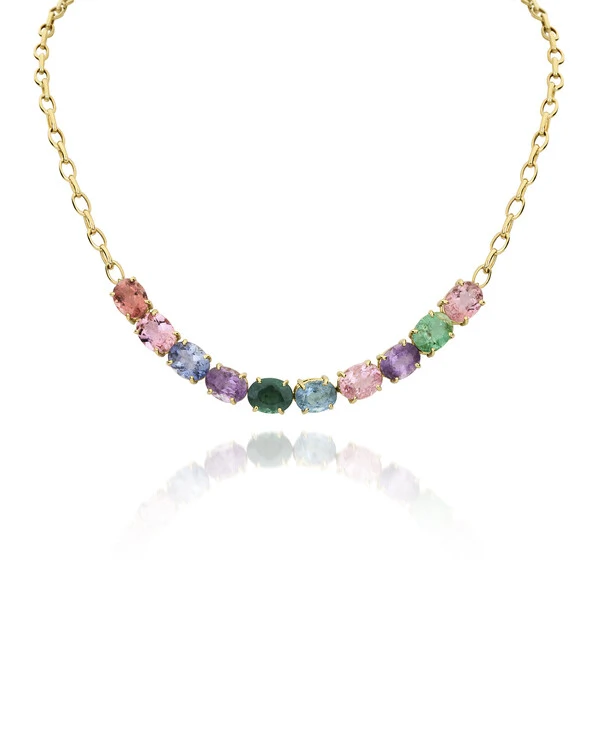Choker Turmalinas Coloridas | Ouro Amarelo 18k