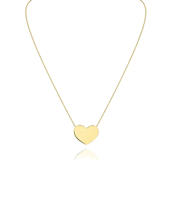 Colar Placa Coração | Ouro Amarelo 18K