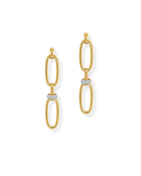 Brinco Elos Circulo Diamante | Ouro Amarelo 18k