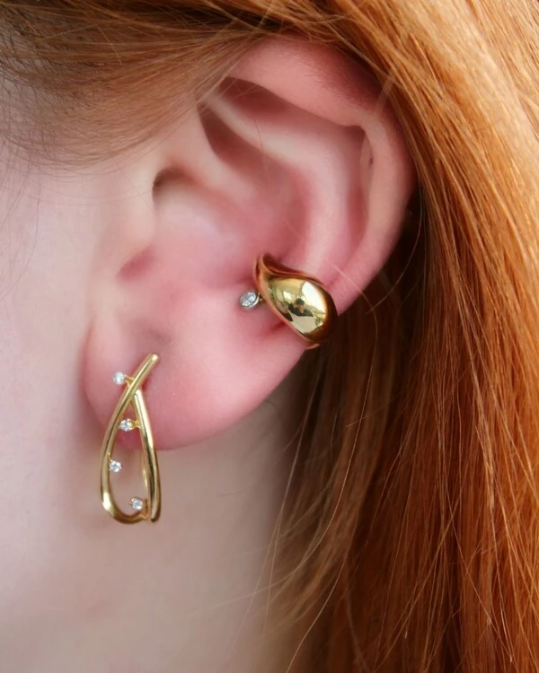 Brinco Gota Vazada Diamante | Ouro Amarelo 18k