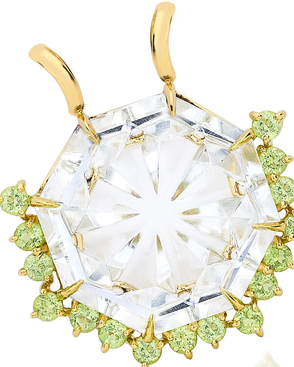 Pingente Cristal e Peridoto | Ouro Amarelo 18k