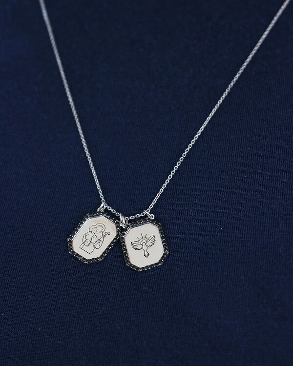 Escapulário Santo Antônio Espinélio | Ouro Branco 18K