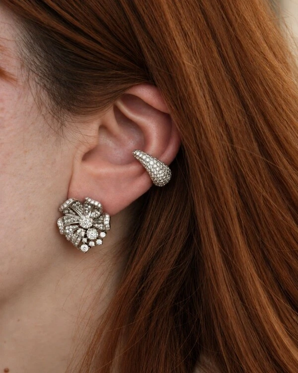Piercing Pavê Gota Diamante | Ouro Branco 18k