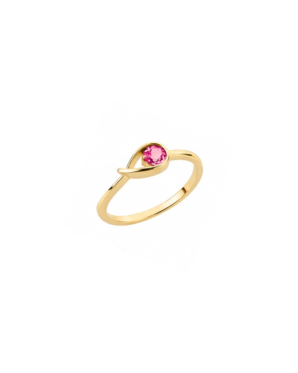 Anel Gota Vazada Rodolita | Ouro Amarelo 18k
