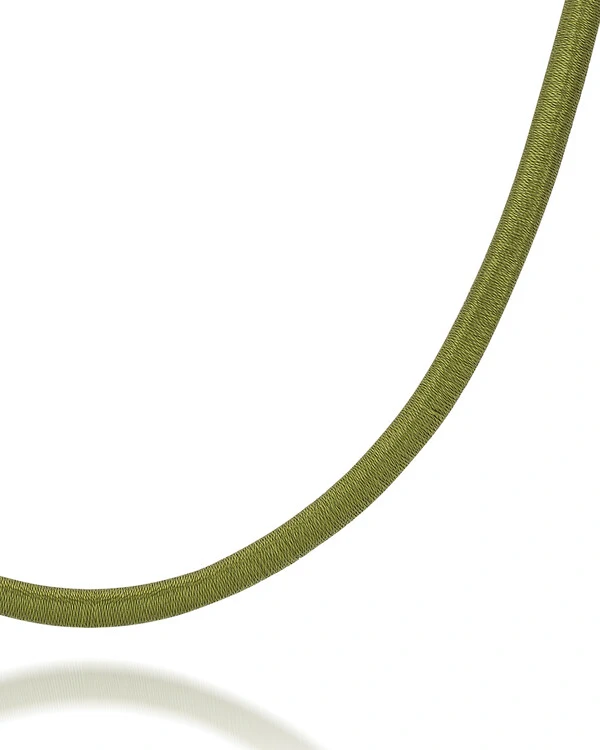 Colar Fio Seda Grosso Verde | Ouro Amarelo 18k