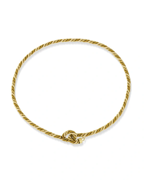 Colar Fio Seda Torcido Bege | Ouro Amarelo 18K 48cm