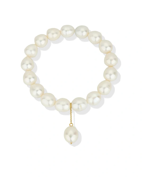 Pulseira Pérola Branca Pingente | Ouro Amarelo 18K